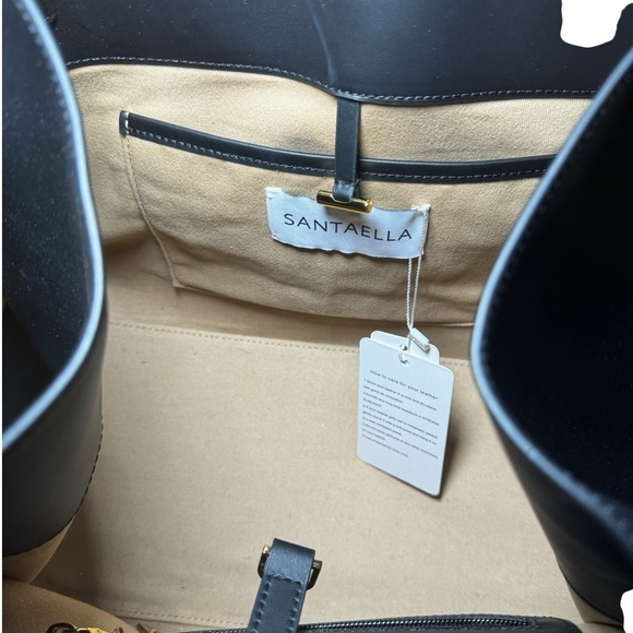 SANTAELLA Black Leather Valentina Tote Bag NWT - Picture 9 of 16